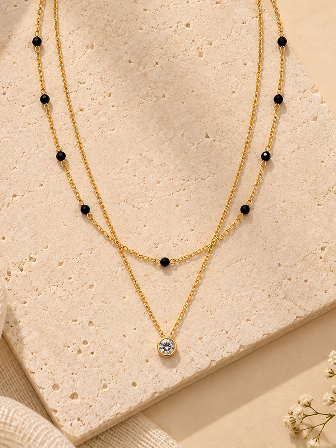 Libas Double-Layered Pearl Pendant 18K Gold Plated Mangalsutra