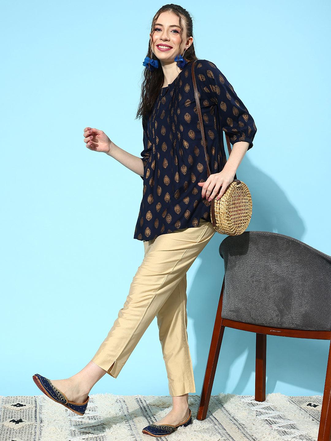 Beige Solid Silk Trousers - ShopLibas