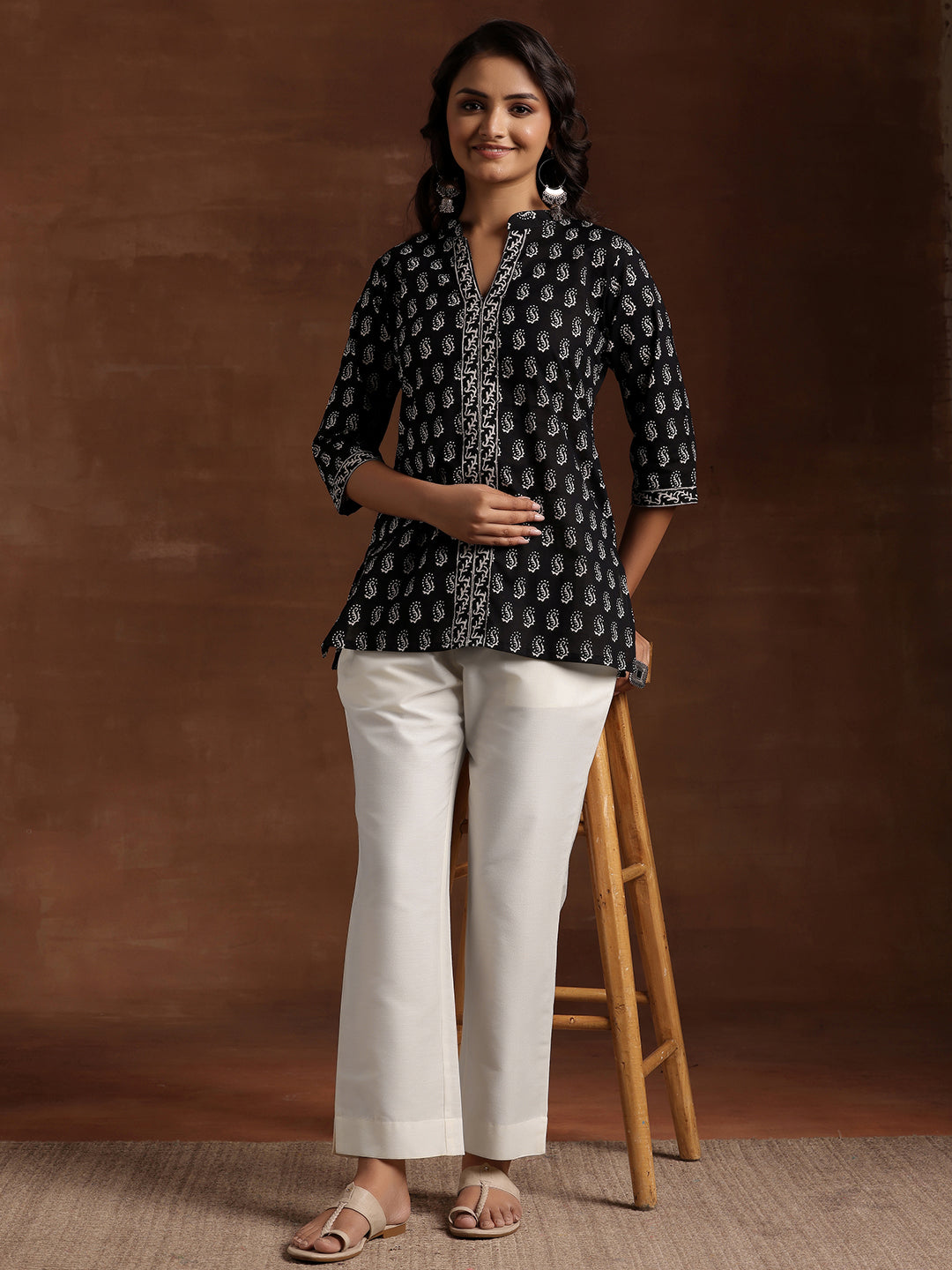 White Solid Silk Trousers