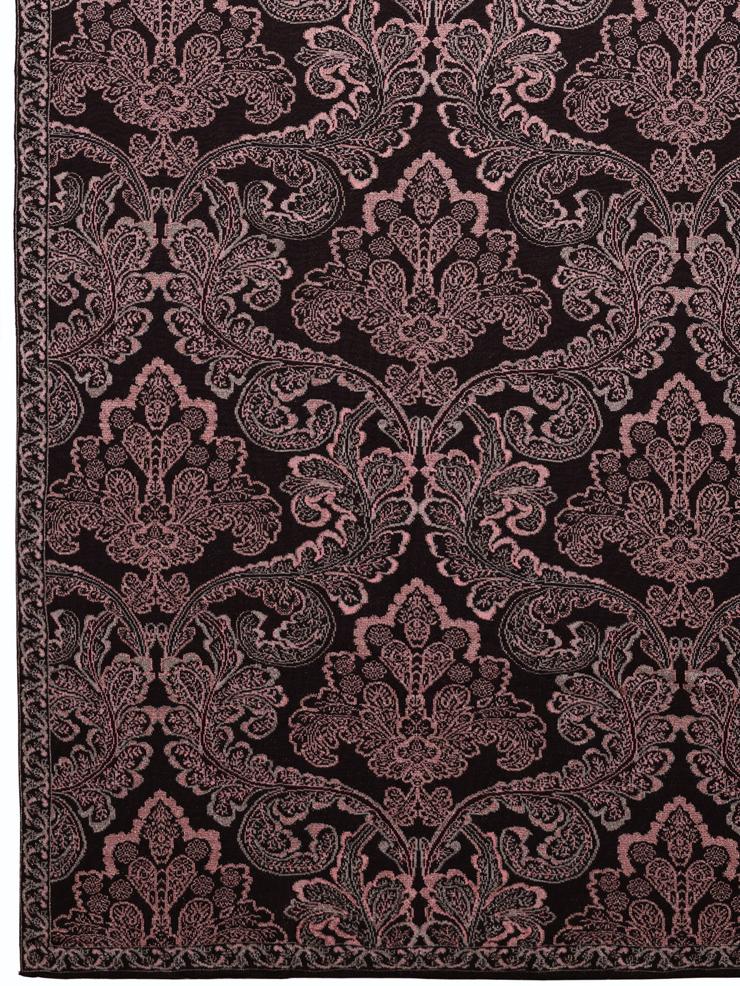 Black Woven Design Wool Wrap Shawl 