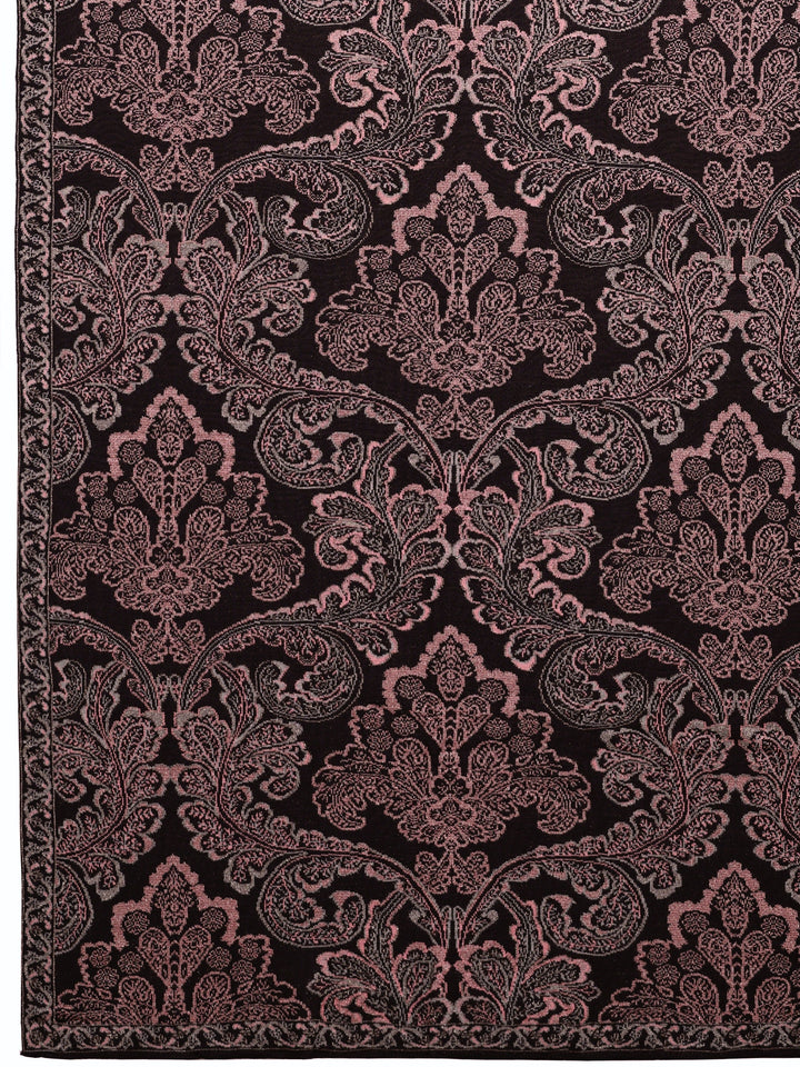 Black Woven Design Wool Wrap Shawl 