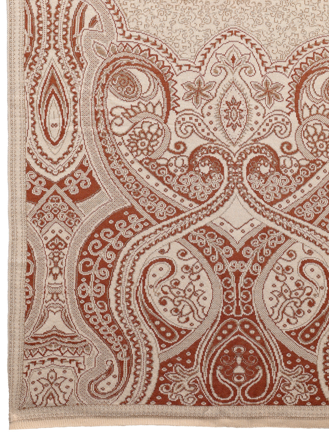 Beige Woven Design Wool Women'S Shawl