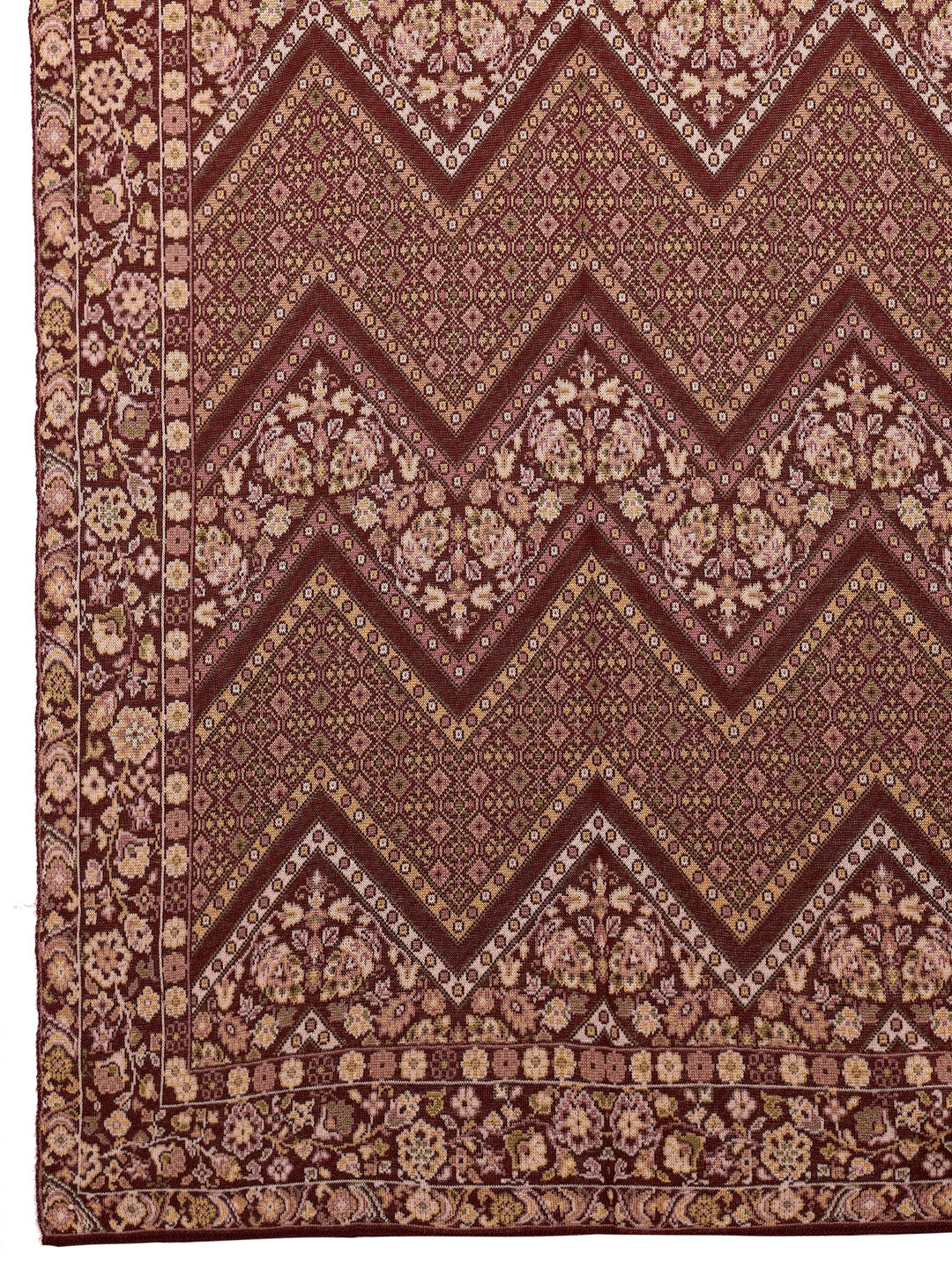 Maroon Woven Design Wool Wrap Shawl 