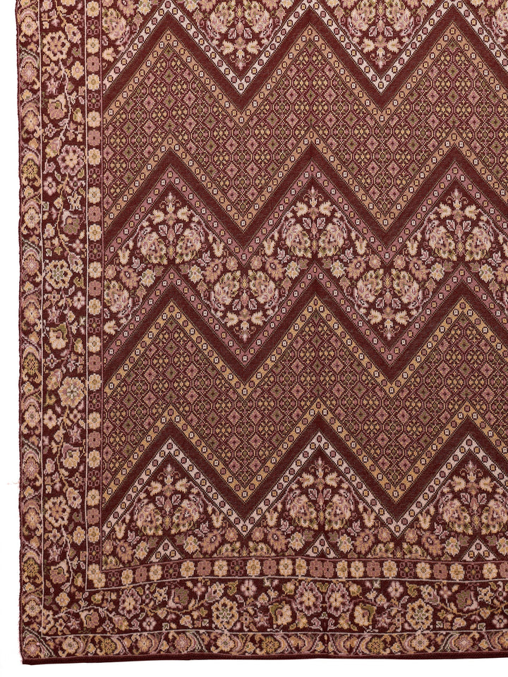 Maroon Woven Design Wool Wrap Shawl 