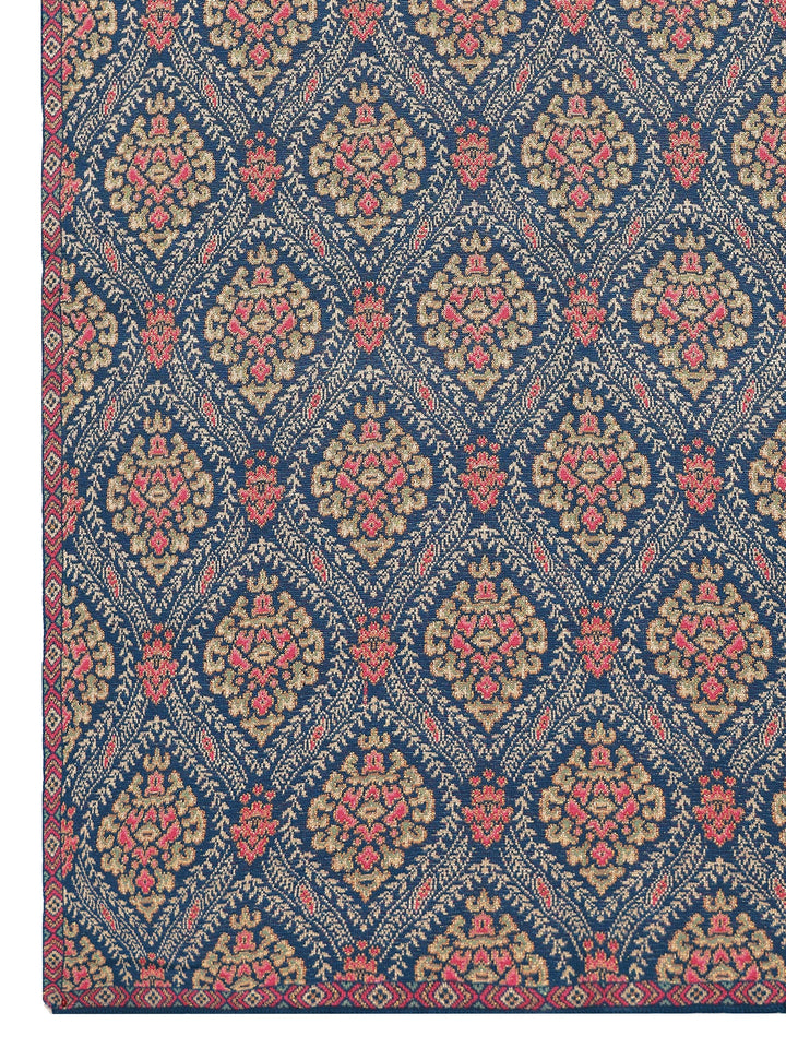 Blue Woven Design Wool Wrap Shawl 