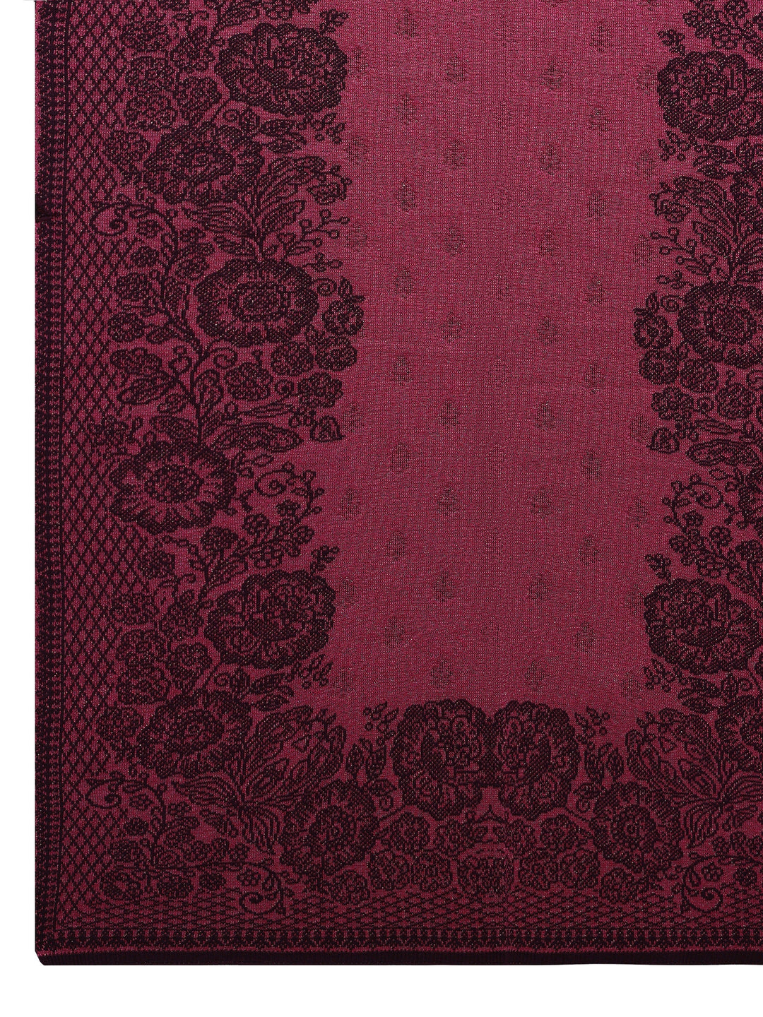 Burgundy Woven Design Wool Wrap Shawl 