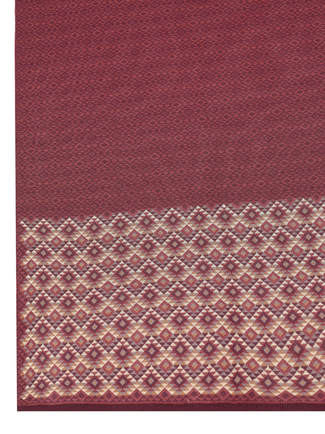 Maroon Woven Design Wool Women'S Shawl