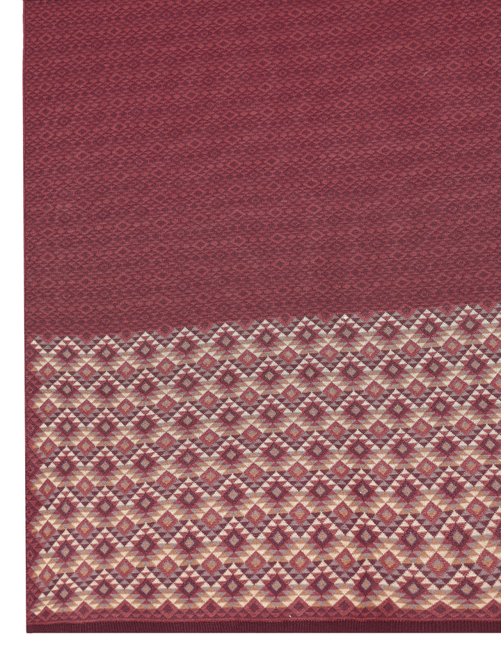 Maroon Woven Design Wool Women'S Shawl