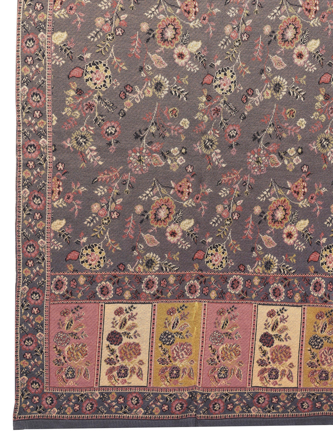 Grey Woven Design Wool Women'S Shawl