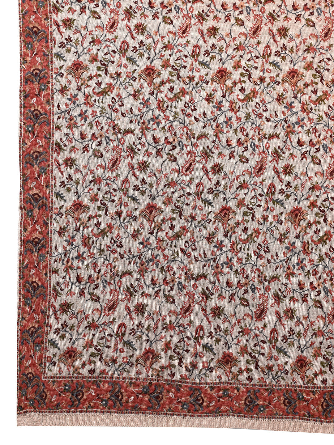 Beige Woven Design Wool Women'S Shawl