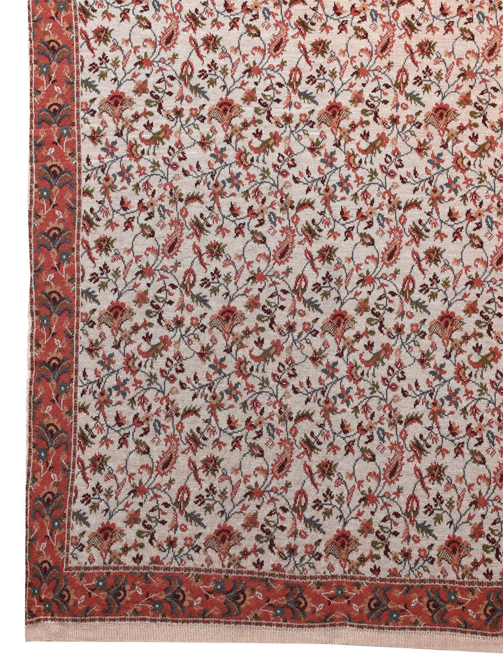 Beige Woven Design Wool Women'S Shawl