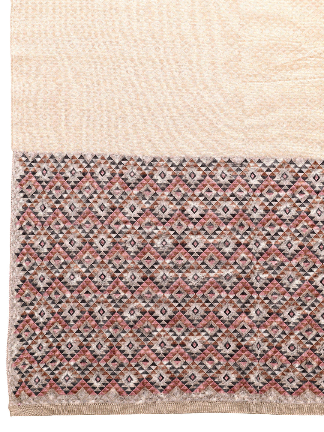 Beige Woven Design Wool Women'S Shawl