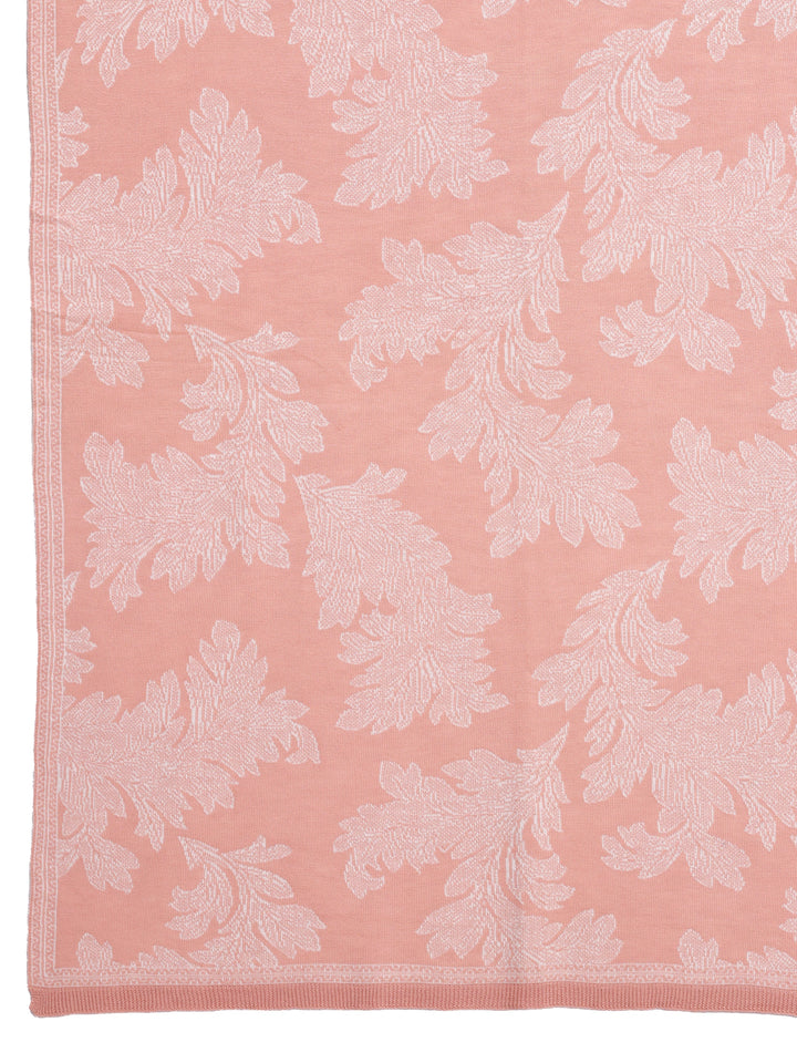 Peach Woven Design Wool Women'S Shawl