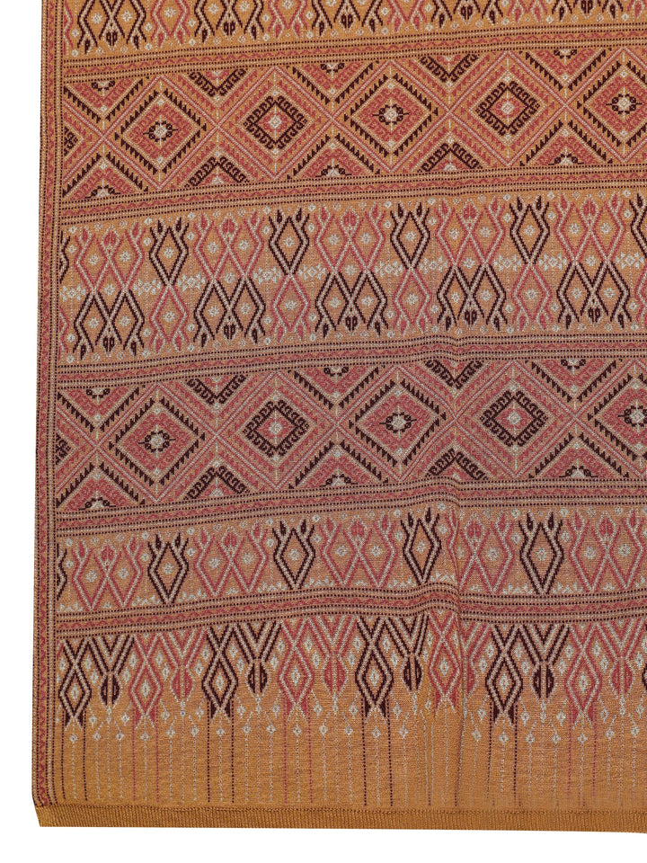 Brown Woven Design Wool Women'S Shawl