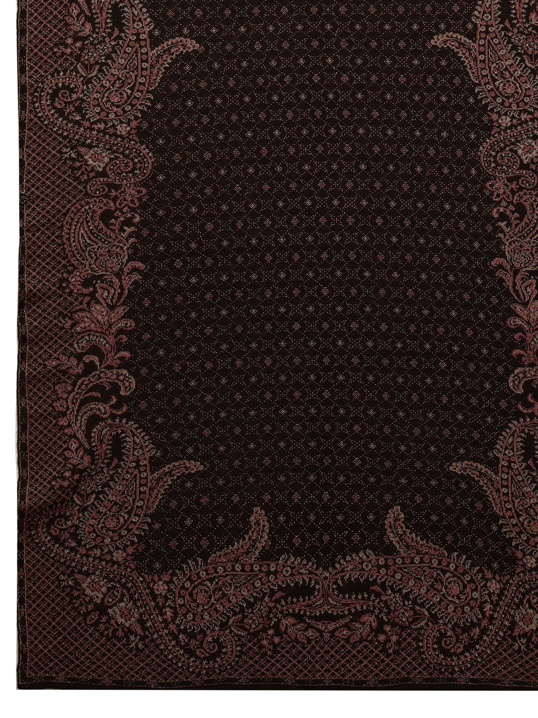 Black Woven Design Wool Wrap Shawl 