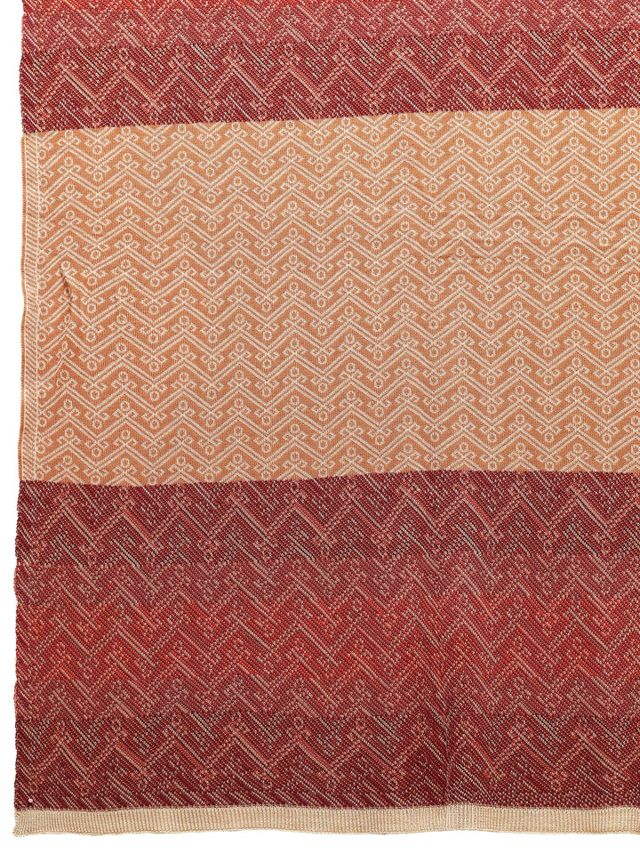 Beige Woven Design Wool Women'S Shawl