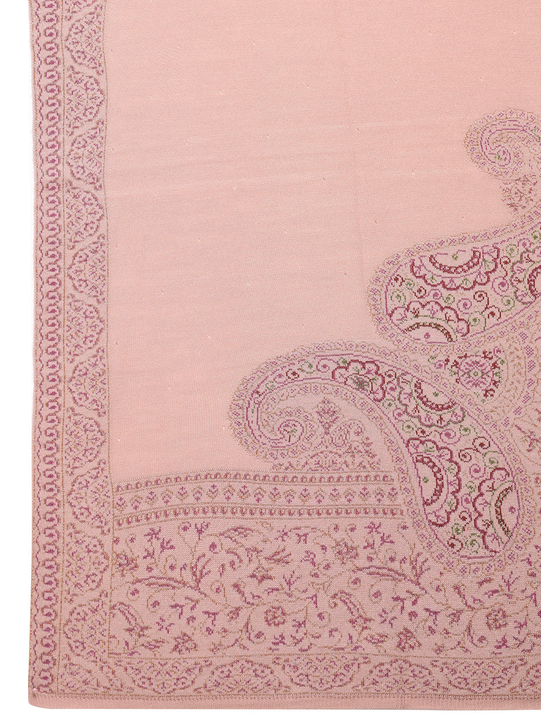 Beige Woven Design Wool Wrap Shawl 