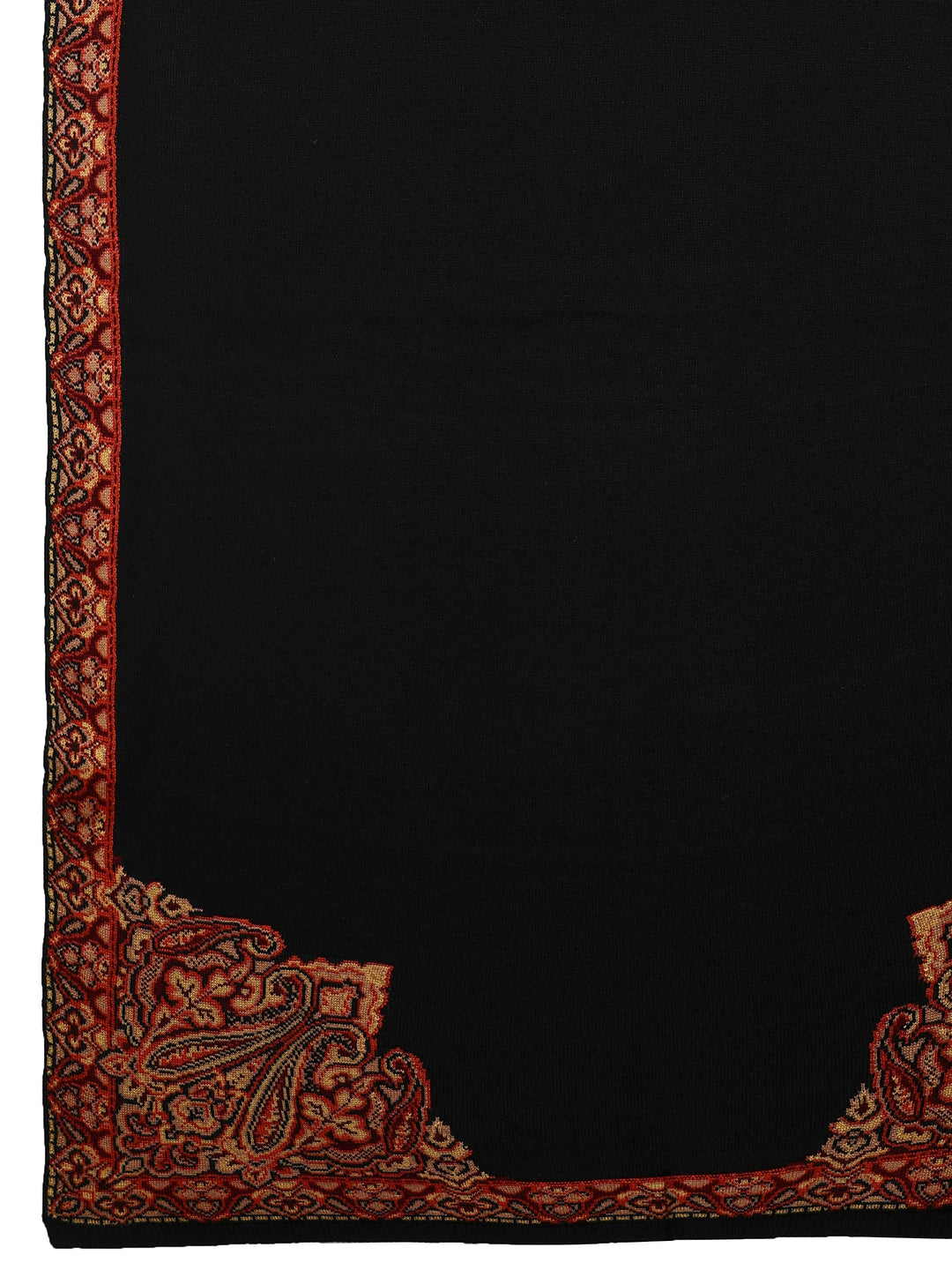 Black Woven Design Wool Wrap Shawl 