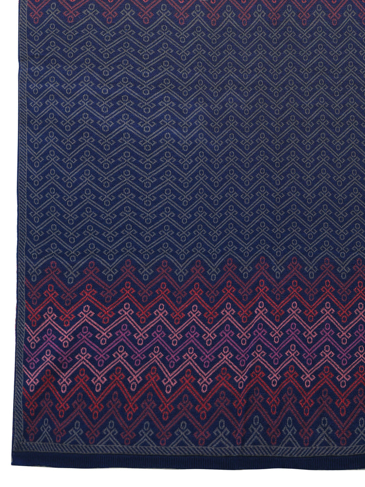 Blue Woven Design Wool Women'S Shawl