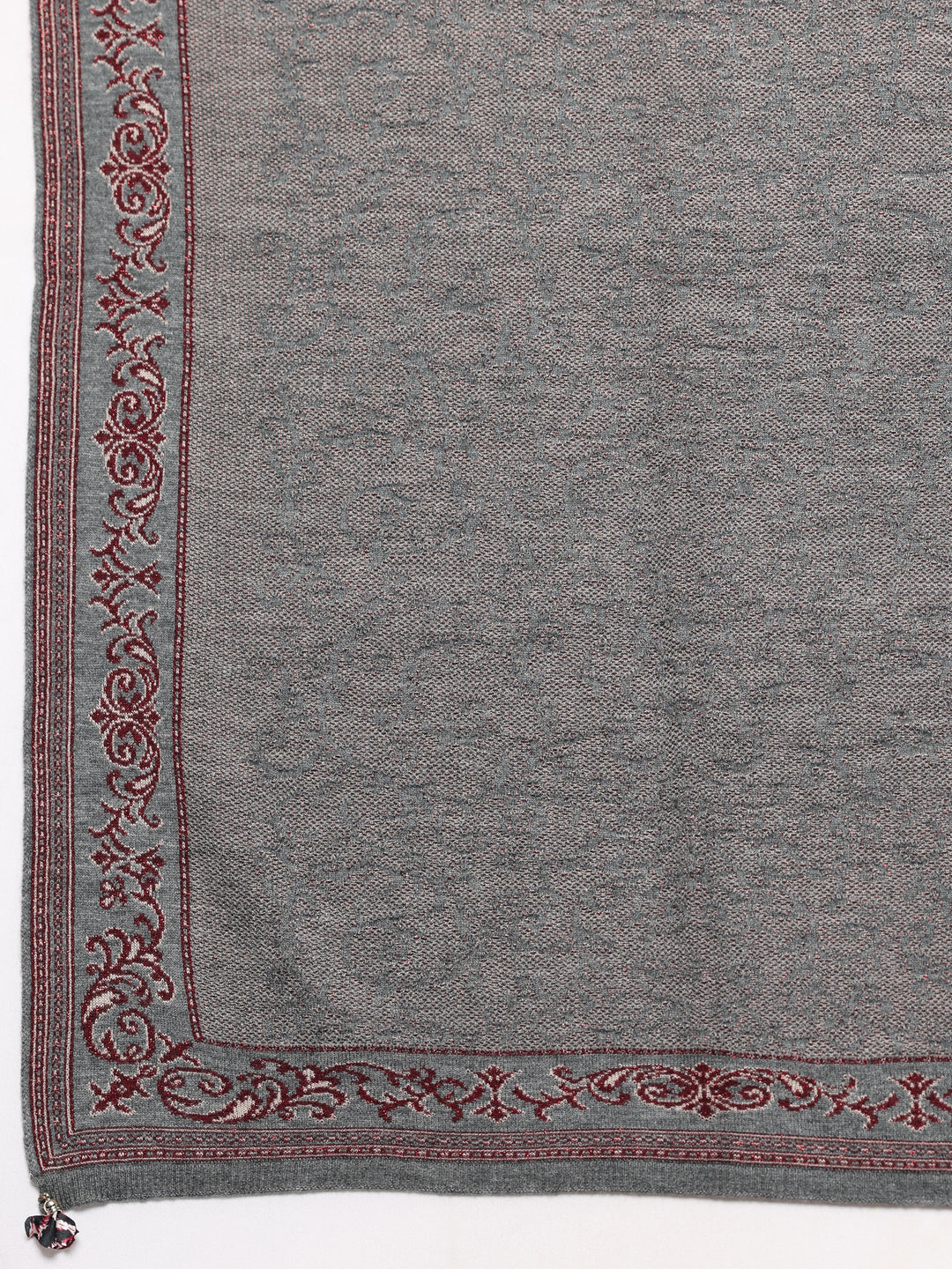 Grey Woven Design Wool Women's Shawl