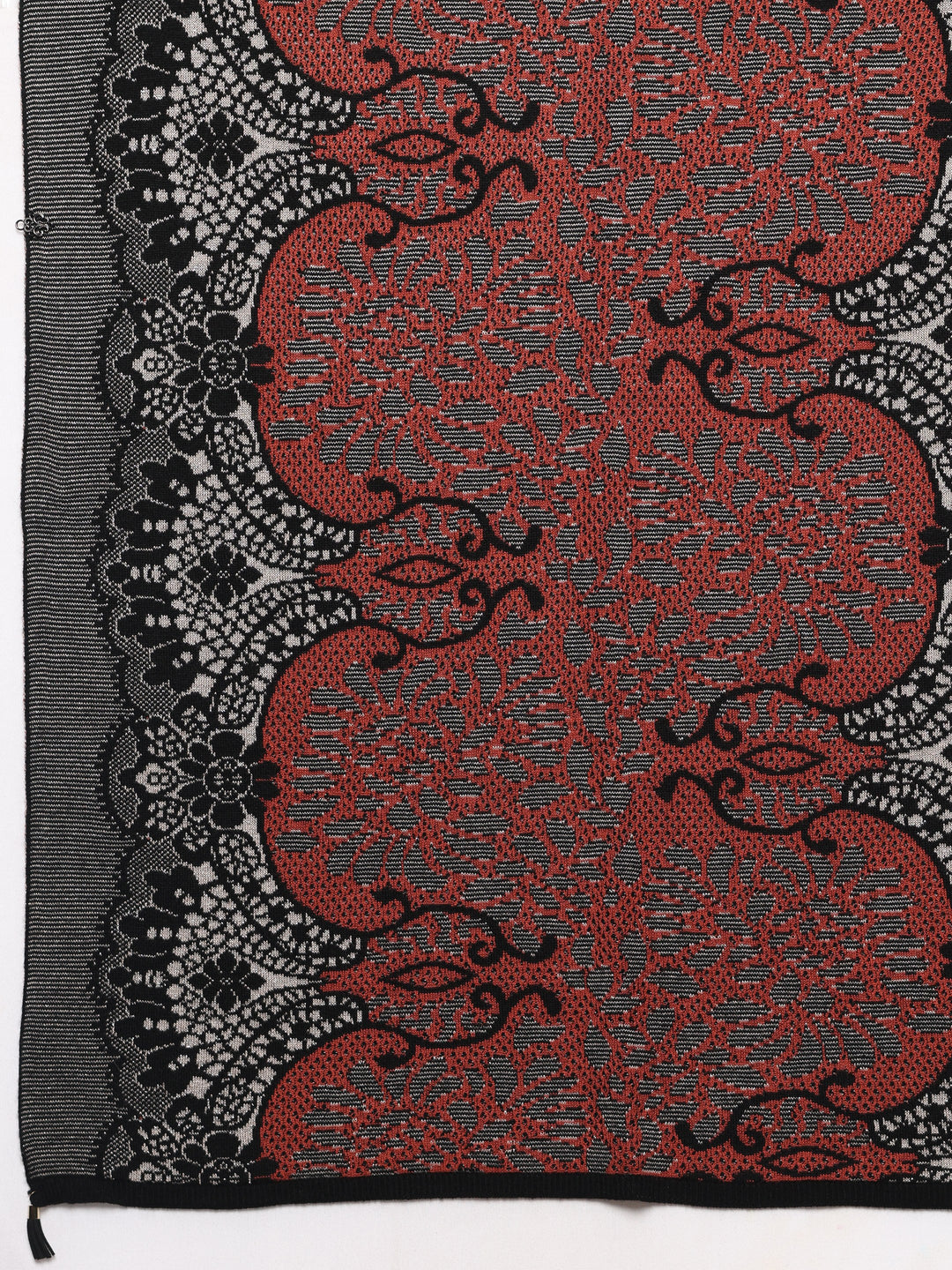 Rust Woven Design Wool Women's Shawl