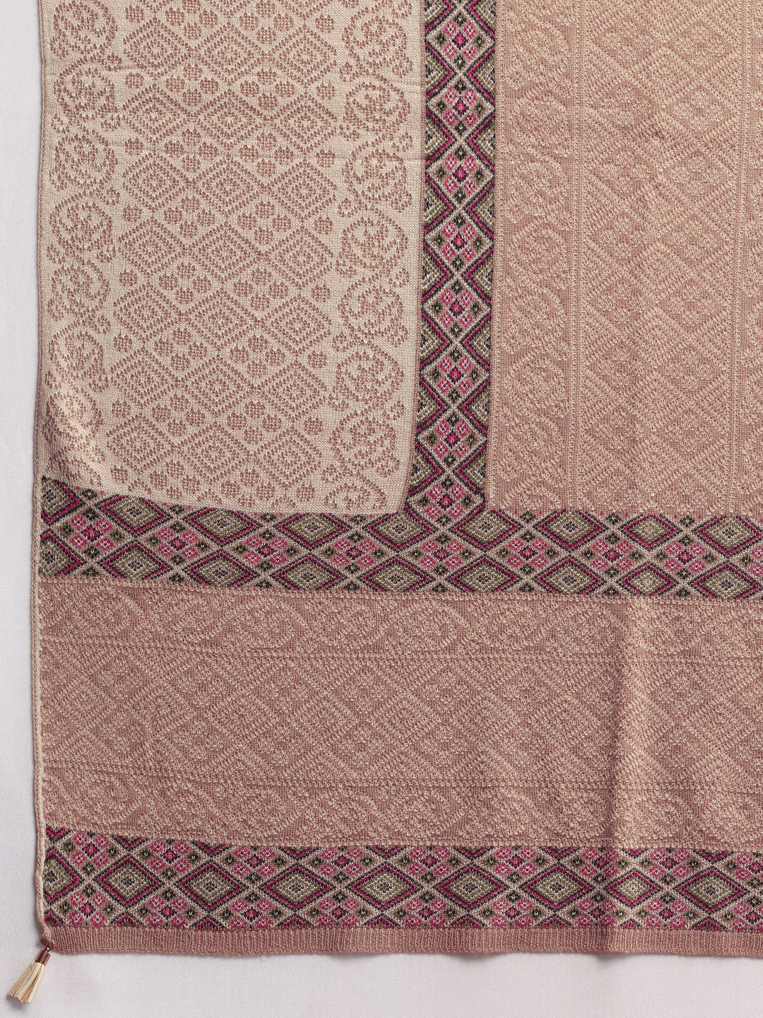 Cream Woven Design Wool Women's Shawl