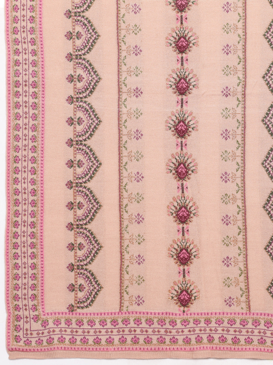 Beige Woven Design Wool Women's Shawl