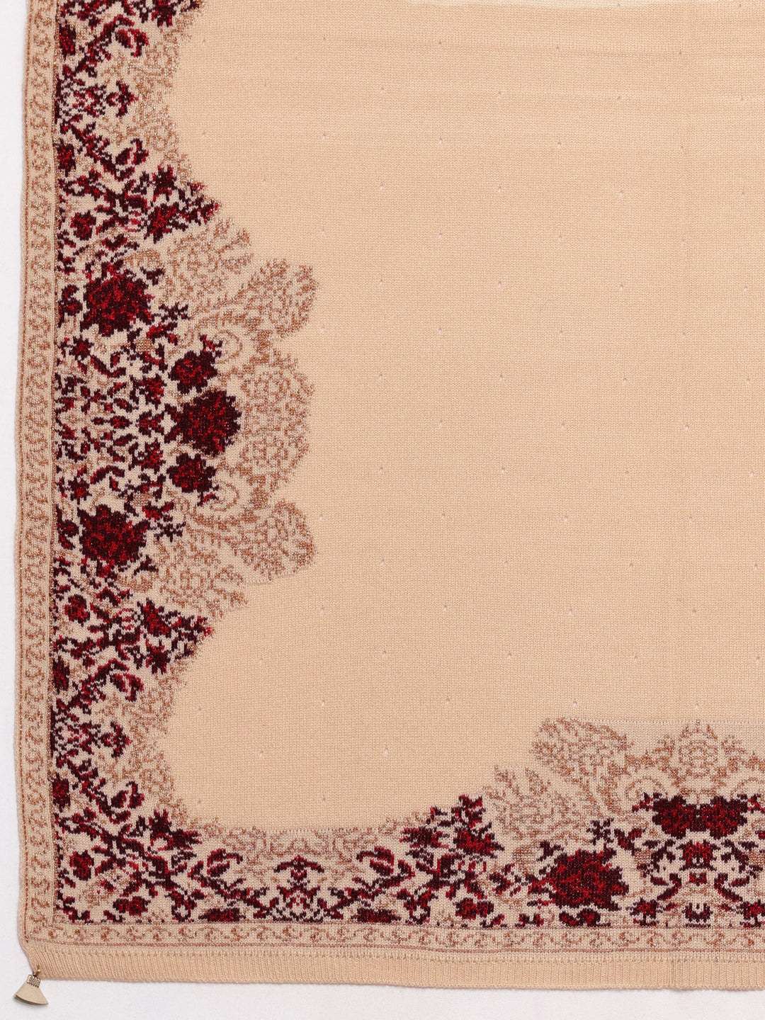 Cream Woven Design Wool Women's Shawl