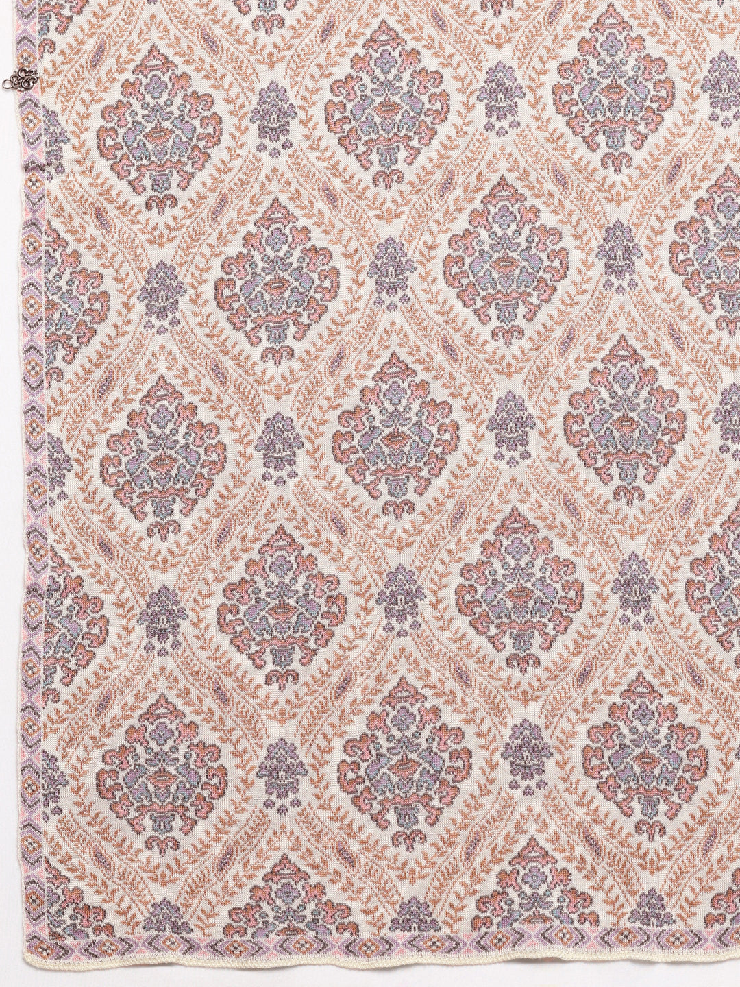 Cream Woven Design Wool Wrap Shawl