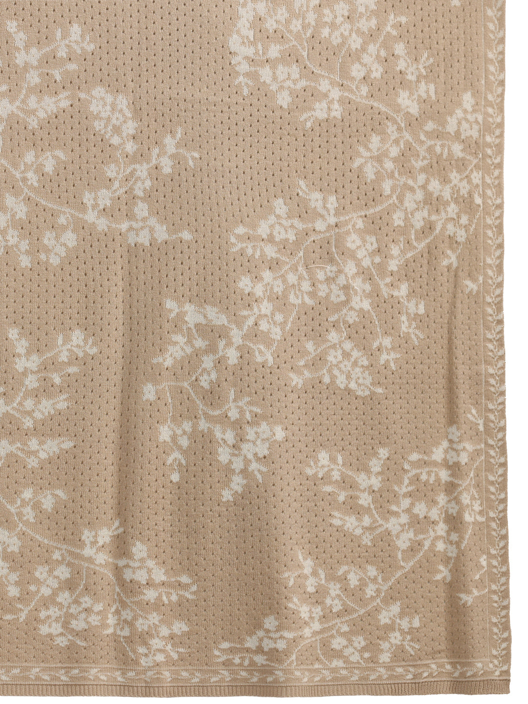 Libas Beige Floral Mesh Knitted Acrylic Wrap Shawl