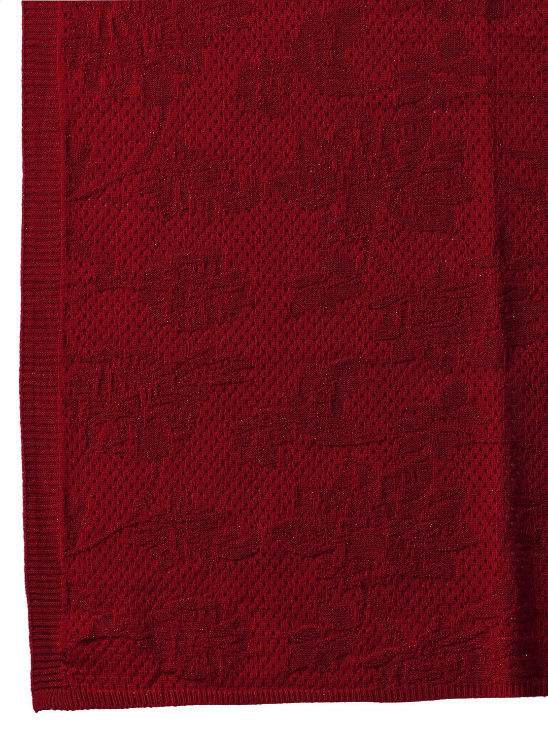 Libas Red Floral Knitted Acrylic Wrap Shawl