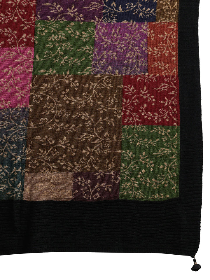 Libas Multi Coloured Floral Knitted Acrylic Shawl