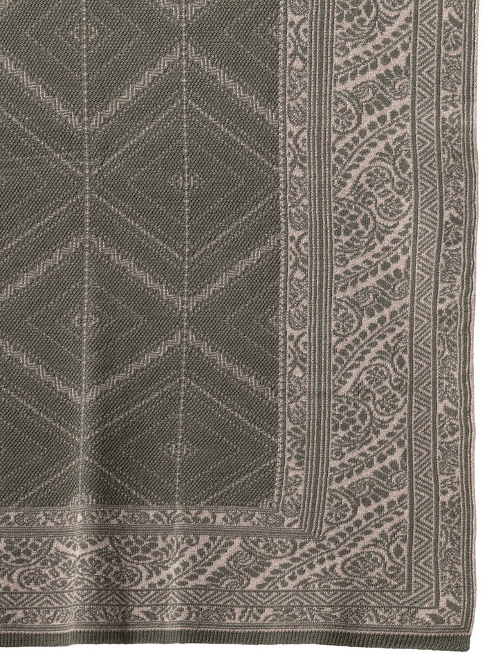 Libas Muted Moss Green Knitted Acrylic Wrap Shawl
