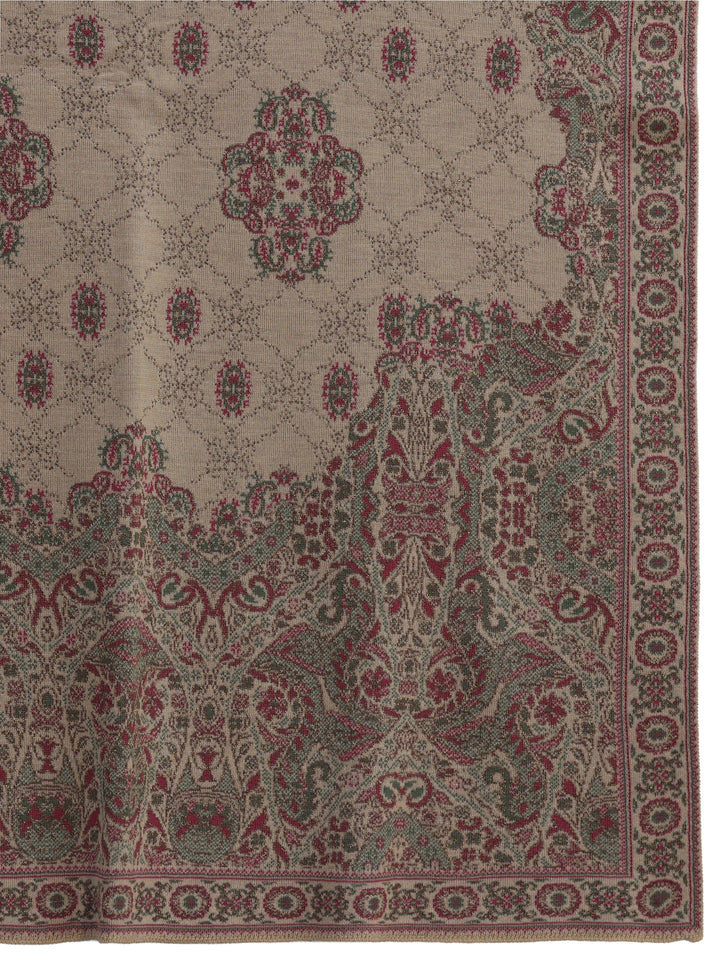 Libas Beige Ethnic Embroidered Acrylic Wrap Shawl