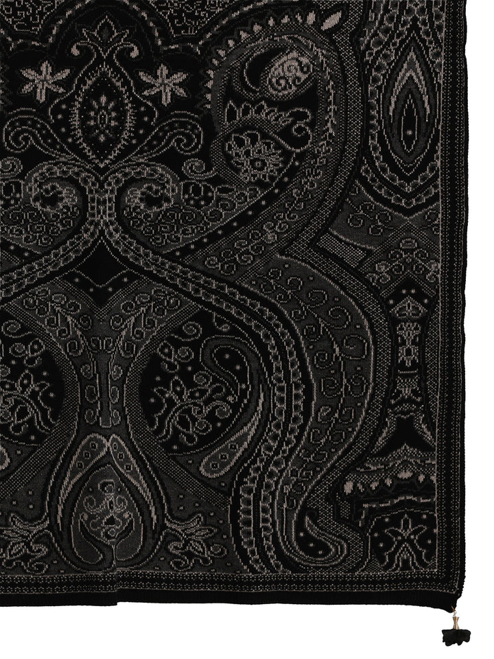 Libas Black Ethnic Embroidered Acrylic Wrap Shawl
