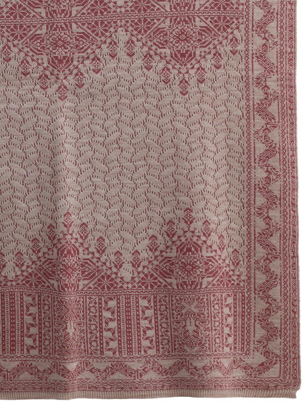 Libas Baby Pink Ethnic Embroidered Acrylic Wrap Shawl