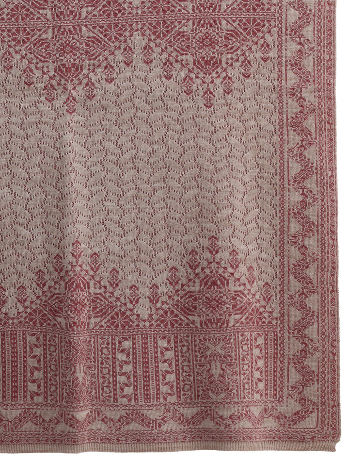 Libas Baby Pink Ethnic Embroidered Acrylic Wrap Shawl