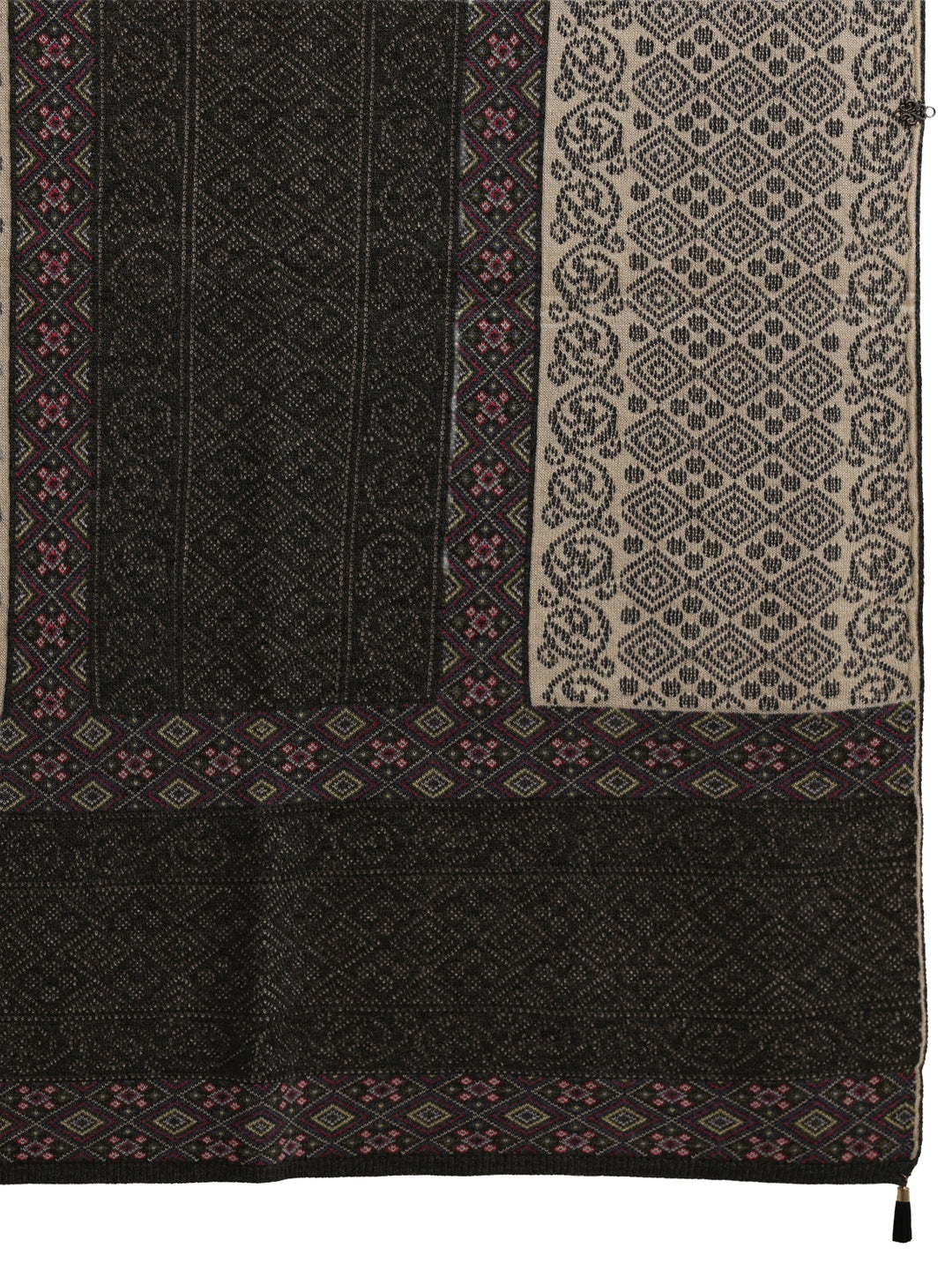 Libas Black Ethnic Embroidered Acrylic Wrap Shawl