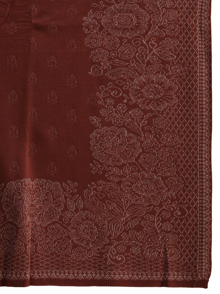 Libas Dusty Rose Pink Floral Embroidered Acrylic Wrap Shawl