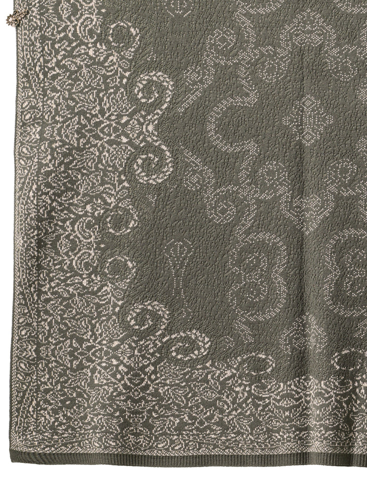 Libas Muted Moss Green Knitted Acrylic Wrap Shawl