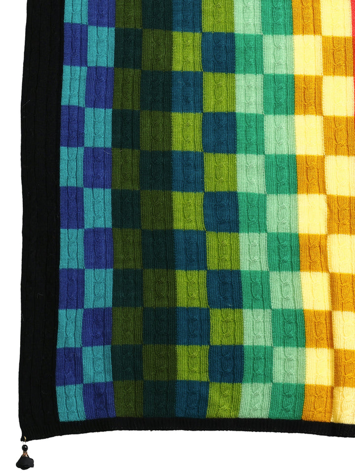 Libas Black Geometric Acrylic Wrap Shawl