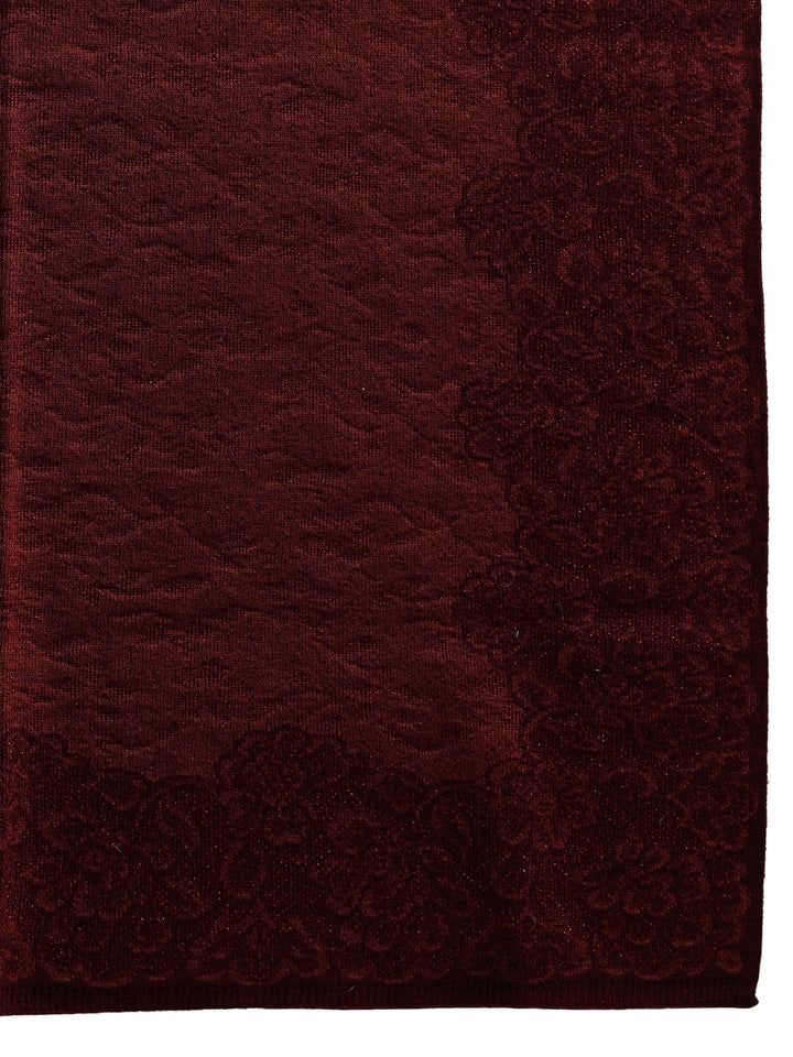 Libas Maroon Floral Knitted Acrylic Wrap Shawl