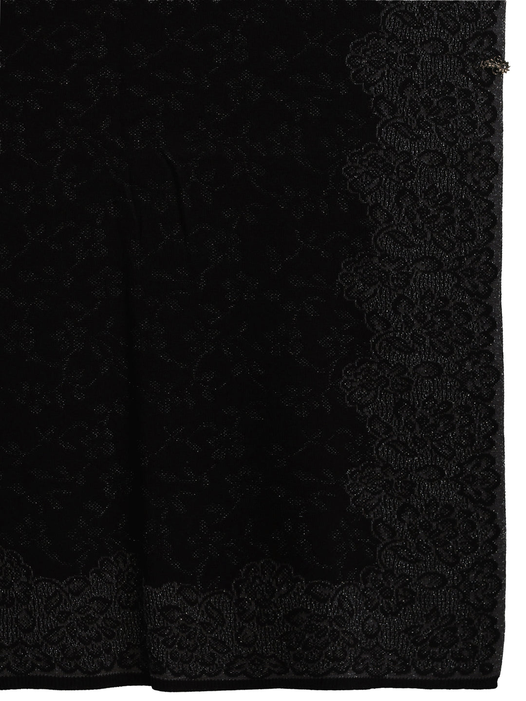 Libas Black Floral Embroidered Acrylic Wrap Shawl
