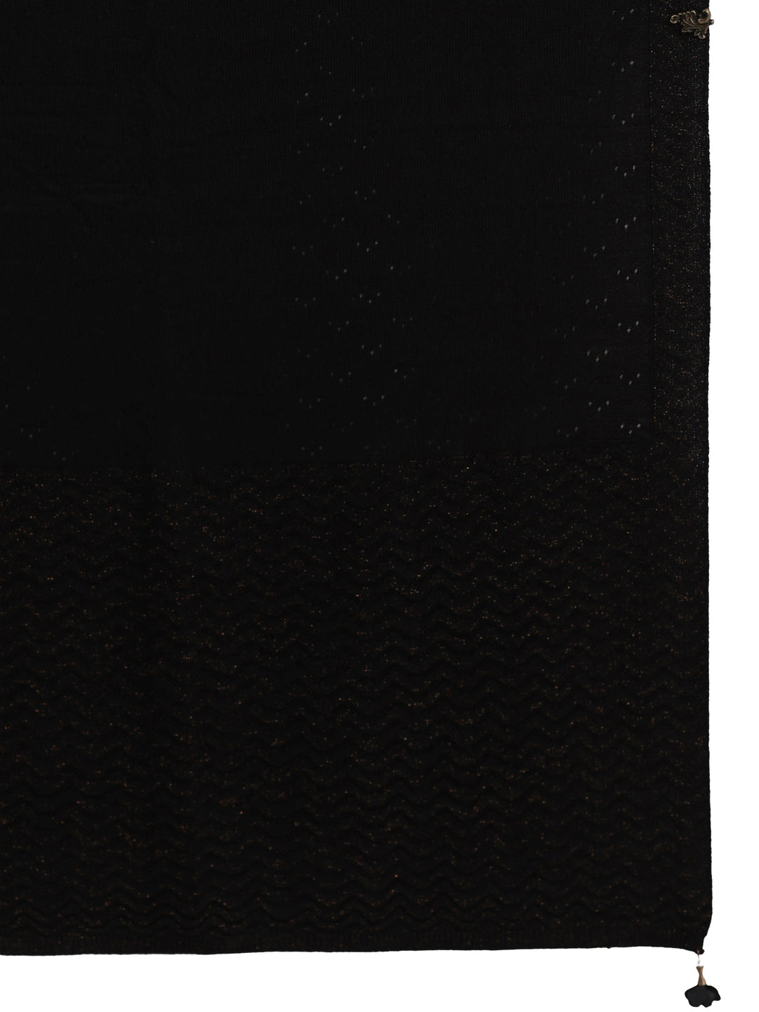 Libas Black Floral Mesh Knitted Acrylic Wrap Shawl