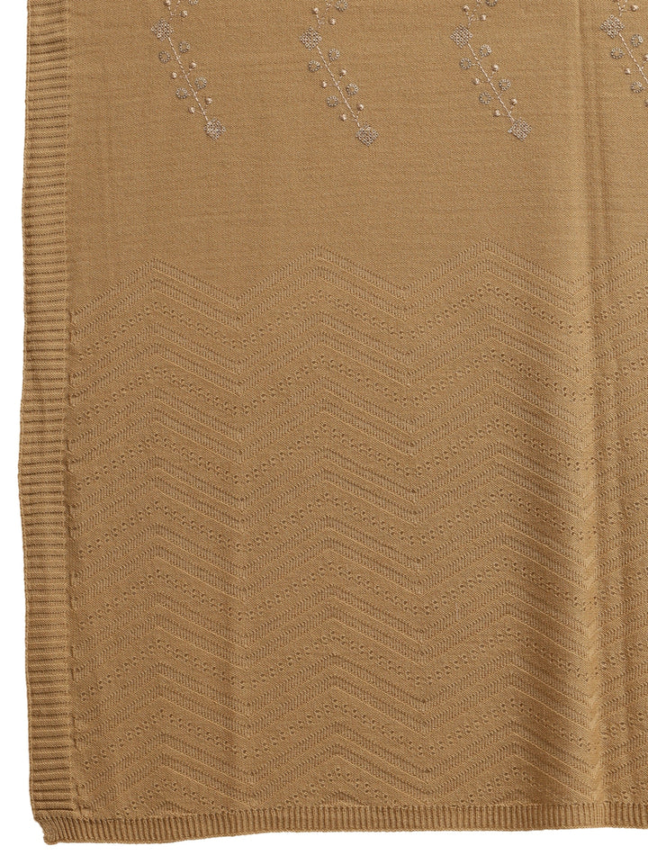 Libas Beige Foral Knitted Acrylic Wrap Shawl
