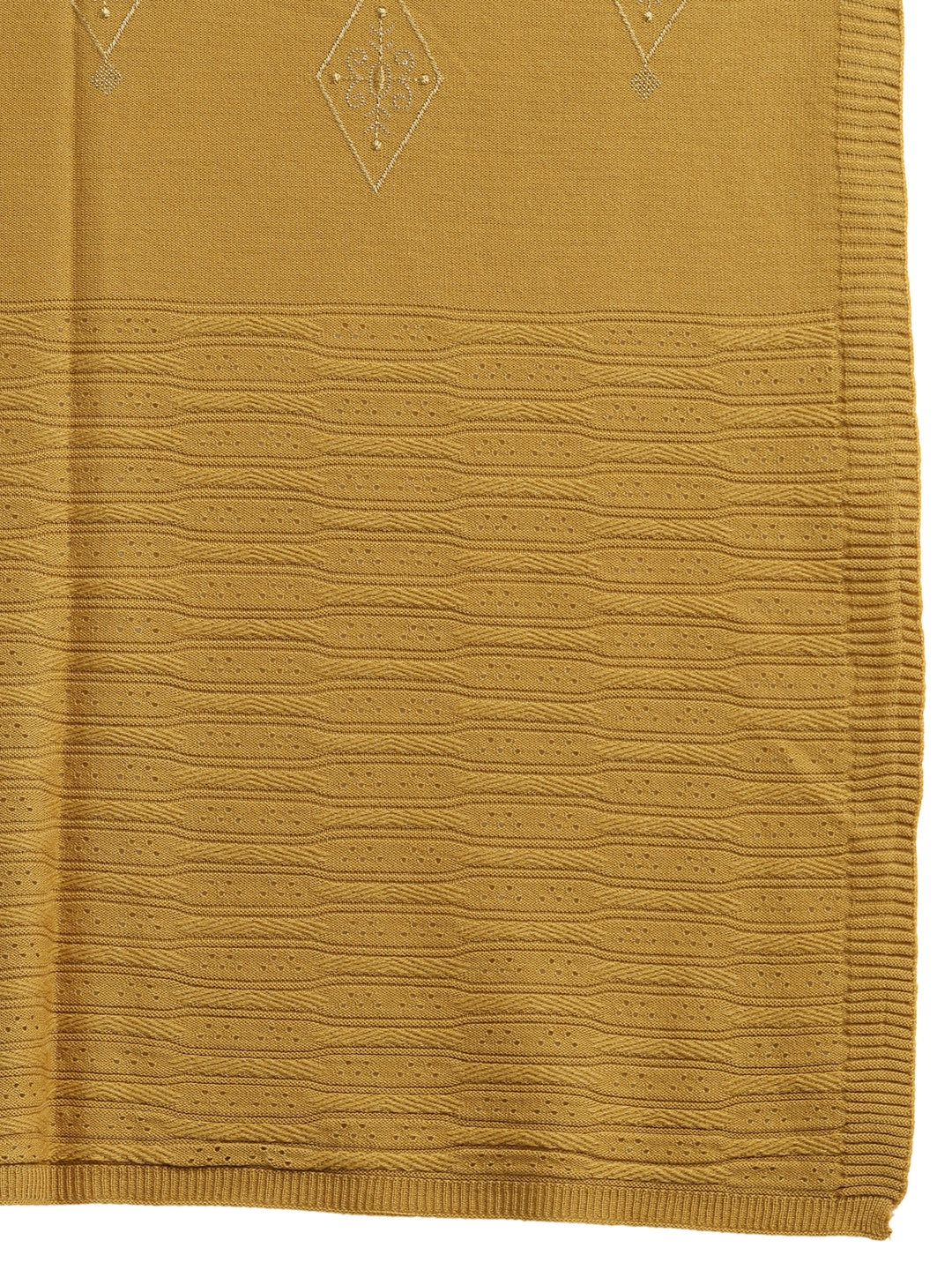 Libas Mustard Ethnic Knitted Acrylic Wrap Shawl