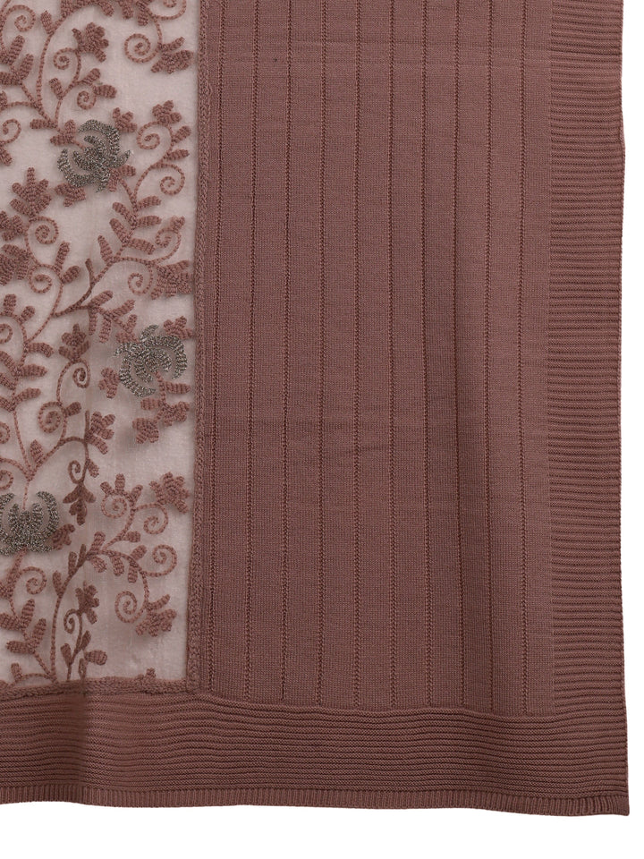 Libas Pink Floral Knitted Lace Acrylic Wrap Shawl