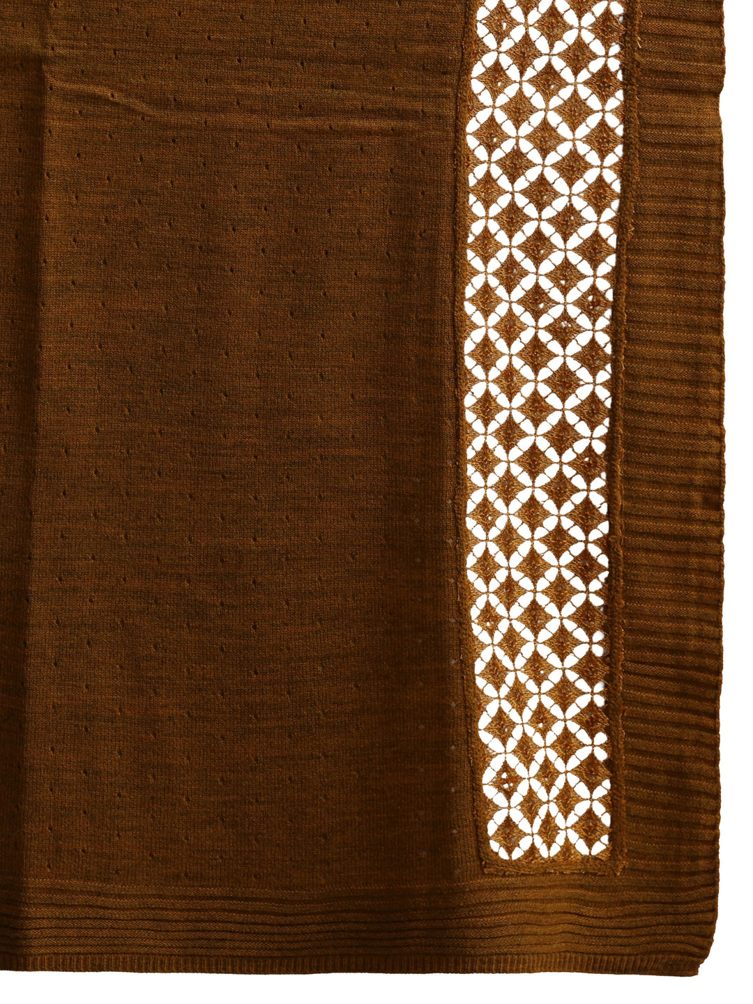 Libas Mustard Mesh Knitted Acrylic Wrap Shawl