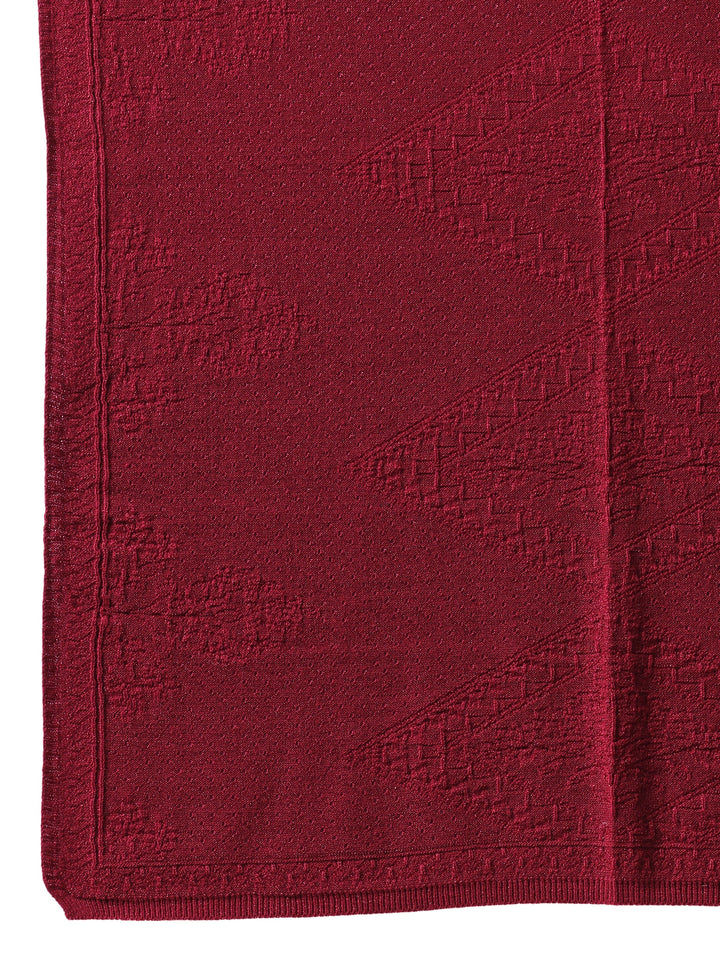 Libas Maroon Knitted Acrylic Wrap Shawl