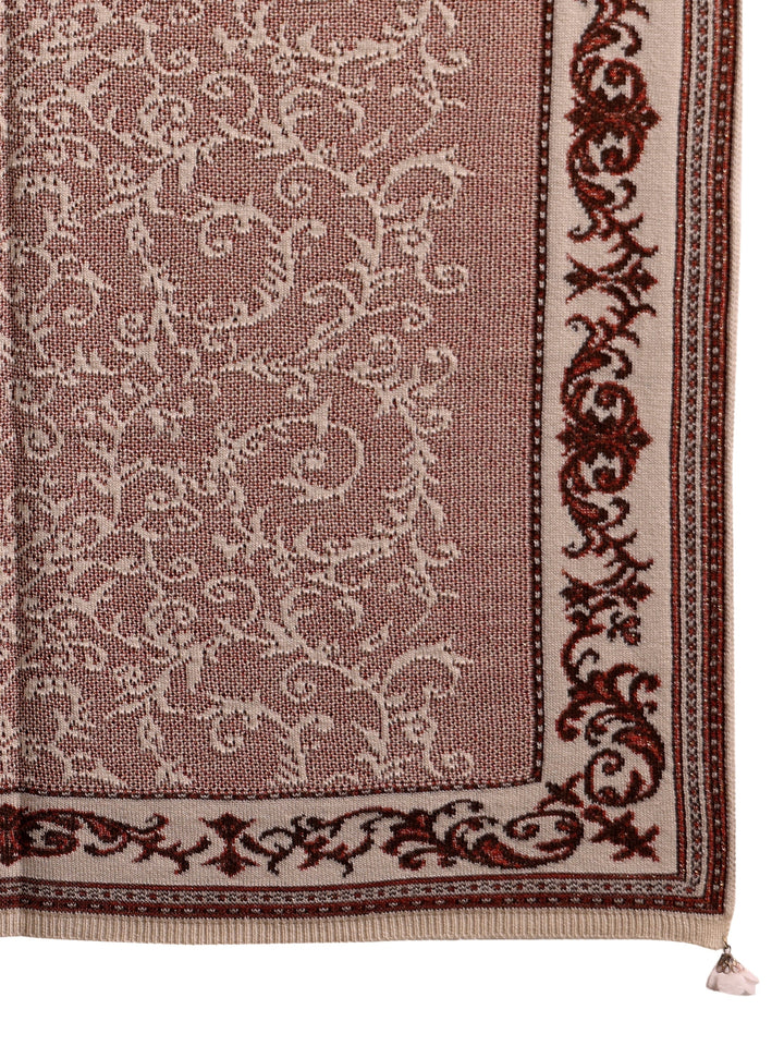 Libas Dusty Pink Floral Knitted Acrylic Wrap Shawl